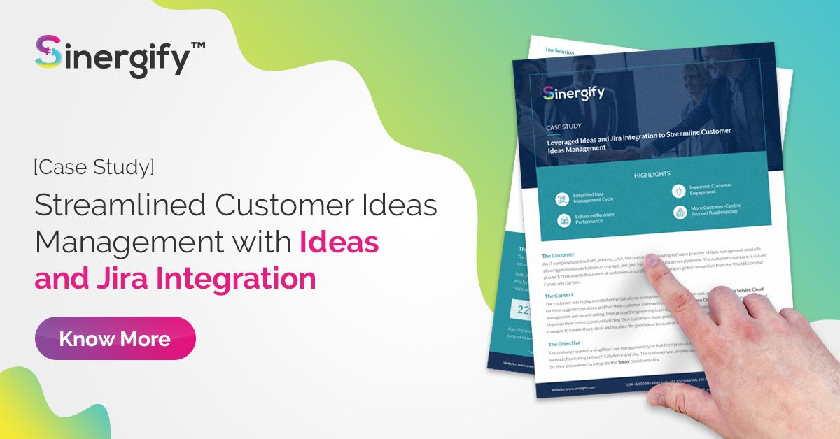 Grazitti's tweet photo. 22% improvement in community engagement and 33% higher ideas posting - a #Sinergify customer achieved that and more after integrating #Salesforce Ideas with #Jira! Read the full story here 👉 https://t.co/52JM6jzagm 👈 #sinergifyrelease #appexchnage #grazitti https://t.co/ezpoERwyvP