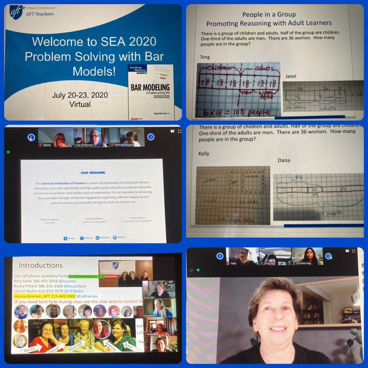 auspies's tweet photo. @AFTunion ensures the #LearningNeverStops Day 1 of @AFTteach #SEA2020 virtual #BarModel session filled w/dedicated, passionate Ts making time to elevate the profession @rweingarten @LisaEdickinson @Jobraman @becpittard @CKWallin #PublicSchoolsProud https://t.co/y1UtB0rUQX