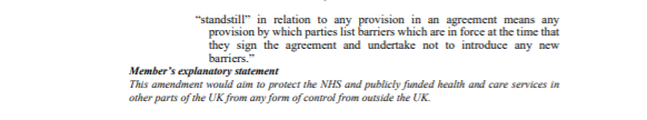MPs have voted against New Clause 17, with 340 votes to 251.The New Clause intended to protect the NHS and publicly funded health and care services in other parts of the UK from any form of control from outside the UK.