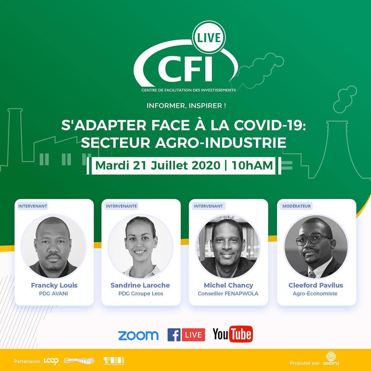 marcalainb's tweet photo. Demain, pour la prochaine session de #CFILive, nous recevons des spécialistes dans le domaine de l’agriculture pour discuter du comment s’adapter face à la COVID-19 dans le secteur Agro-Industriel. Réservez maintenant au https://t.co/7LNt0MJ5cz. https://t.co/7ljZ1W9F1i