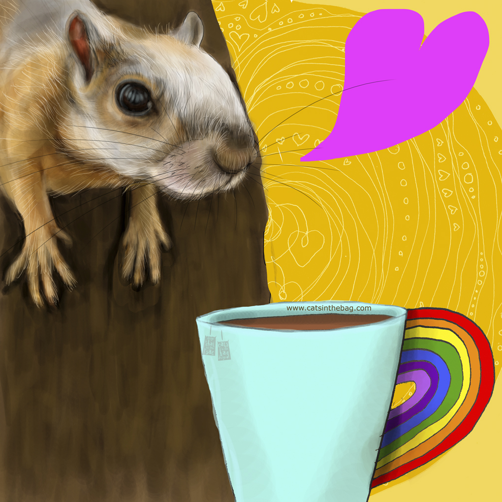 catsinthebagpur's tweet photo. What my #coffee says to me July 20 - let love and coffee flow. Be a squirrelly love machine let's make rainbow magic! #coffeelovers #rainbows #mondaymotivation #coffeeflow #squirrels #squirrellovers #bright #love #storyteller #illustrator #mentalhealth https://t.co/GE61EivNQF