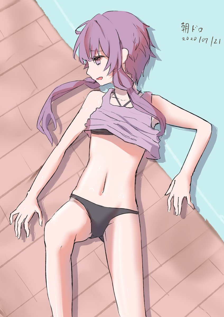 結月ゆかり 「ゆかりん「今日、暑すぎません……?」 」|うりゅしい@個人勢社畜作曲絵描きバ美肉猫又Vtuberのイラスト