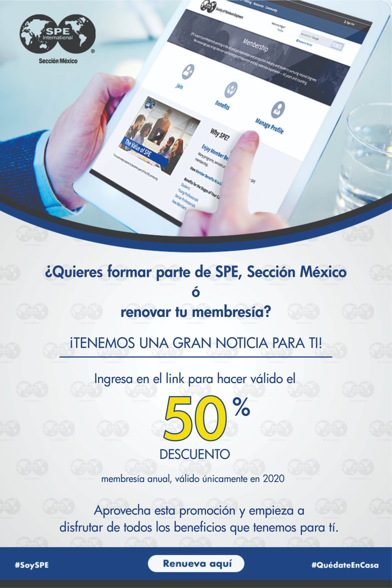 SPE_Mexico's tweet photo. ¡ Aprovecha el descuento especial en inscripción anual que tenemos para tí !
Ingresa en el siguiente link:
https://t.co/pCK8zoKkDO
Contáctanos si tienes dudas: mexico@spemail.org
#SoySPE 💙 https://t.co/1m7MiMB0ed