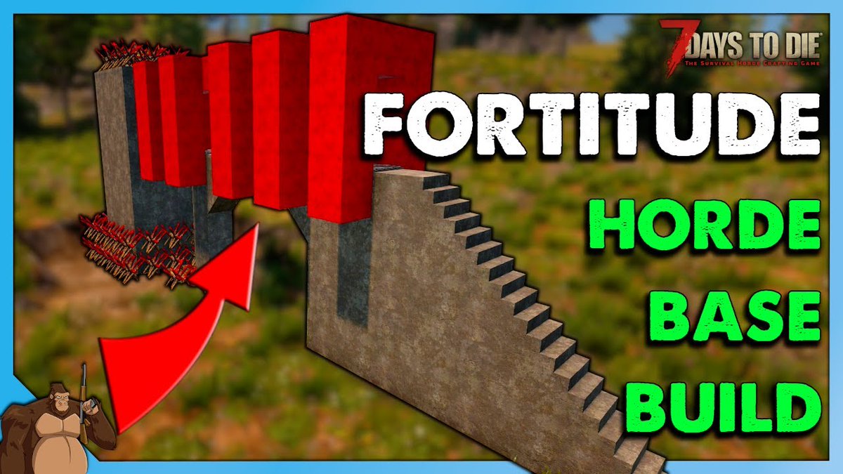 games_primate's tweet photo. Last in the short series of character specific horde bases, the FORTITUDE horde base!
Now we have those out the way we can start working on more elaborate bases 😈
It's about to begin..
Come hang out 🙂 -
https://t.co/HTMu71f4A6
#7daystodie #7daystodieAlpha19 #HordeBase https://t.co/cy14uZdcAD
