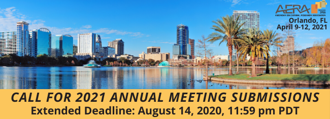 AERA_EdResearch's tweet photo. AERA is extending the 2021 Annual Meeting submission deadline from July 22 to August 14. We hope that graduate students and education researchers worldwide will benefit from this extra time to prepare paper and session submissions during #Covid19. https://t.co/LczdKFGMmA #AERA21 https://t.co/0qlNle9UTw