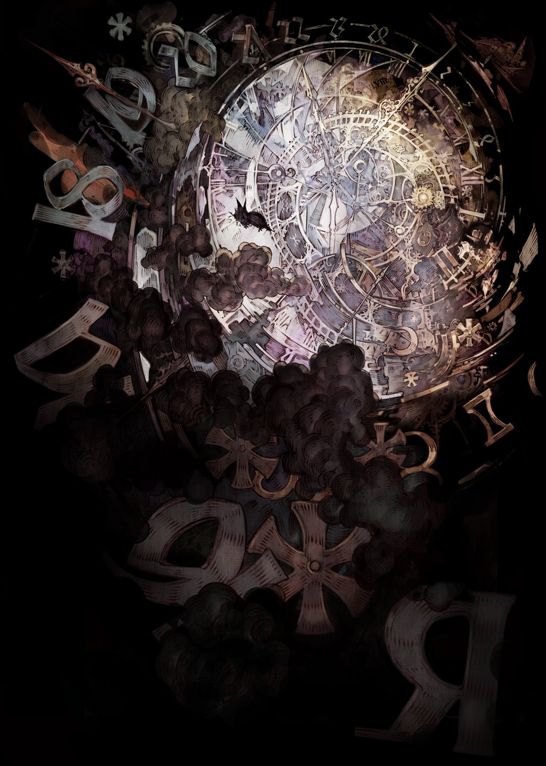 風間雷太 Raitakazama 実はブレイブリーデフォルトのこのイラスト キャラをどかしてみると時空の歪んだ時計板に吸い込まれる様な構図になっていました T Co Q5180zellz Twitter