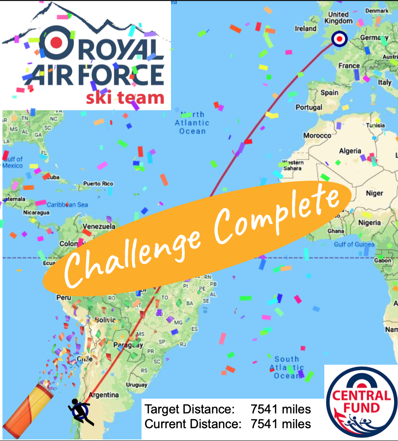 With a final push this week, the team have finally run, cycled and bunny hopped all the way to Chile.
Please donate at justgiving.com/fundraising/ra…
<a href="/RAFCentralFund/">RAFCentralFund</a> <a href="/HQRAFSport/">RAFSport</a> <a href="/rafwintersport/">RAF Winter Sports Alpine Association</a>