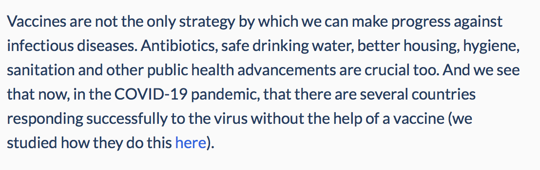 . @MaxCRoser 's post rightly acknowledges other interventions besides vaccines have matteredBut his post leaves out the degree to which basic public health has mattered & the role they played in dramatic reductions in infectious diseases achieved globally 12/