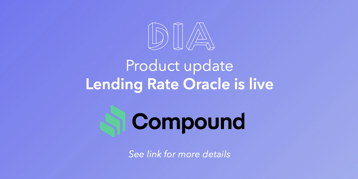 DIAdata_org's tweet photo. → We're proud to announce that DIA's Compound (@compoundfinance) lending/borrowing rates are live with oracle

You can get the API, example call for $DAI:
https://t.co/vJPiTcdDiX 

And the oracle, type "COMPOUND" into getCoinInfo here:

https://t.co/cupol4nblC https://t.co/k3VqCw0M70