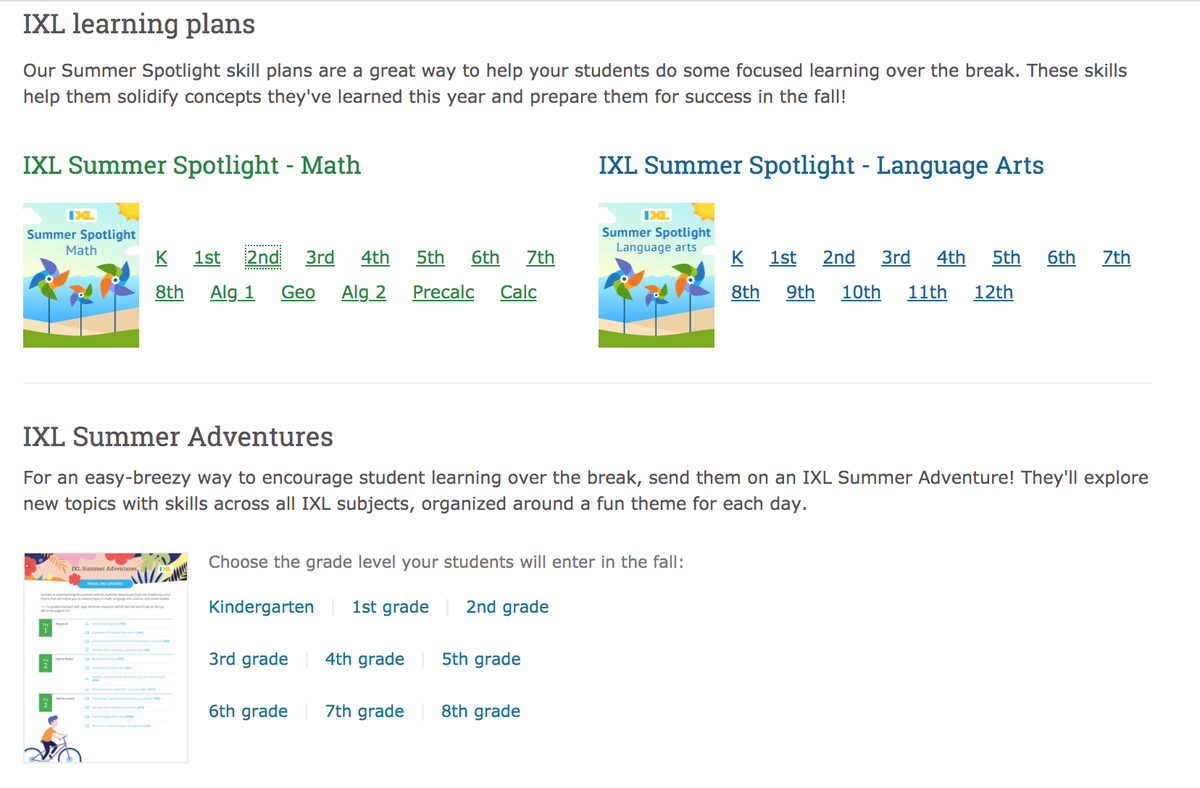 Did you know that IXL has skill plans made specifically for this summer? Check them out on the Summer Learning Hub! bit.ly/32sPNE8