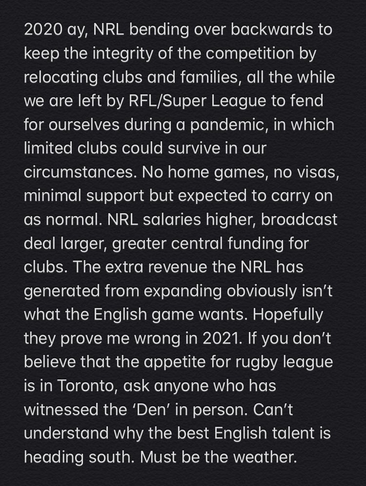I’m not one to normally express my opinion on a platform like this, but I feel rugby league might be missing an opportunity. <a href="/TheRFL/">Rugby Football League</a> <a href="/TOwolfpack/">Toronto Wolfpack</a> <a href="/SuperLeague/">Betfred Super League</a>