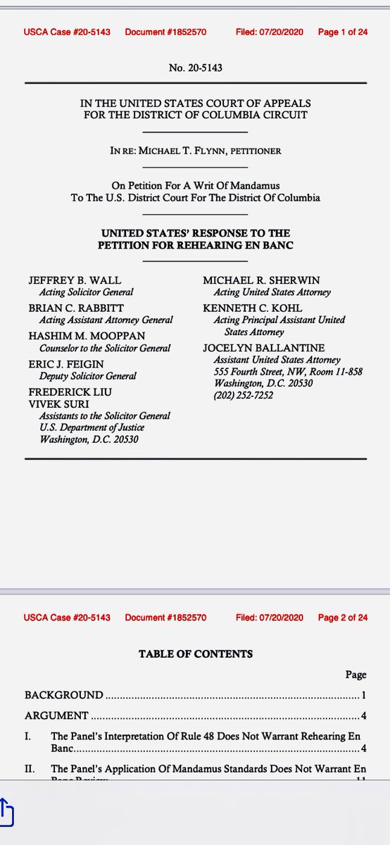 them into a judicial, rather than executive, prosecution. As far as the government is aware, only one district judge has ever before filed a petition for rehearing en banc in a mandamus case + that petition was denied. This Court should follow the same course here.” @CBSNews