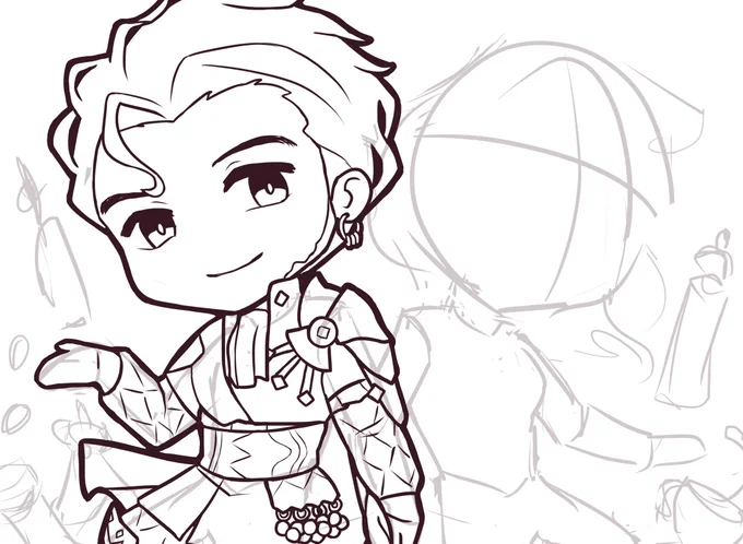 claudeleth wip,, duo charms always start out as chicken scratch until they eventually get nice lines 