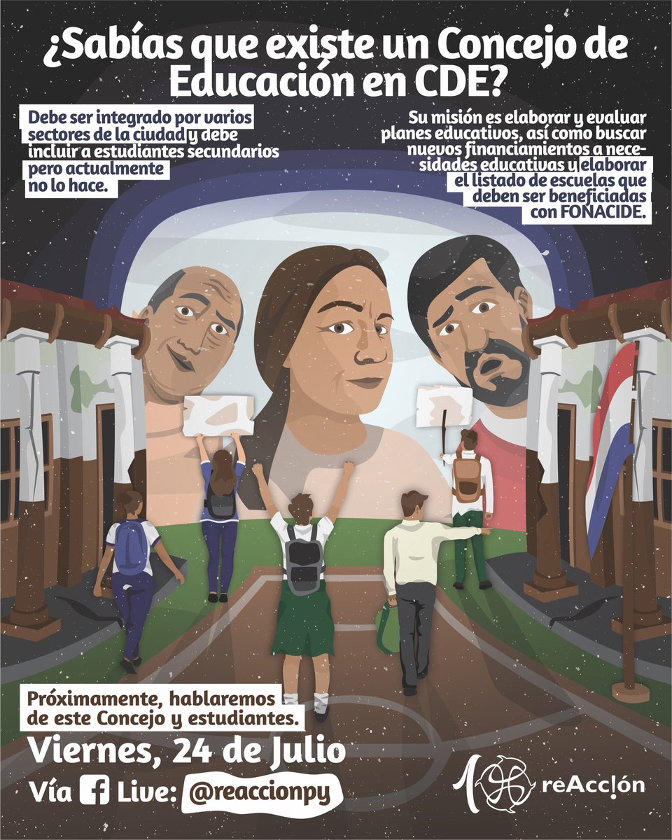 reAccionpy's tweet photo. La crisis no hizo más que enfatizar la decadencia de la educación en #CDE, pero no era necesaria. El problema ya era evidente.
Para administrar estas necesidades existe el Concejo Municipal de Educación. ¿Sabías de su existencia?
Pronto hablaremos de este.
#TransparenciaPY https://t.co/ep0JzWGnLy