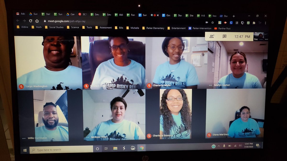 HerranInAldine's tweet photo. Had a great check-in meeting with a bunch of good looking #CampRiskyReels teachers today! Thanks @franks_kesha for leading our activity today! @edventure_AISD @ParkerESAldine @OgdenES_AISD @DunnES_AISD #lookinggoodinblue #AldineSummer #ChooseYourLanding https://t.co/cLrtc3ddq6