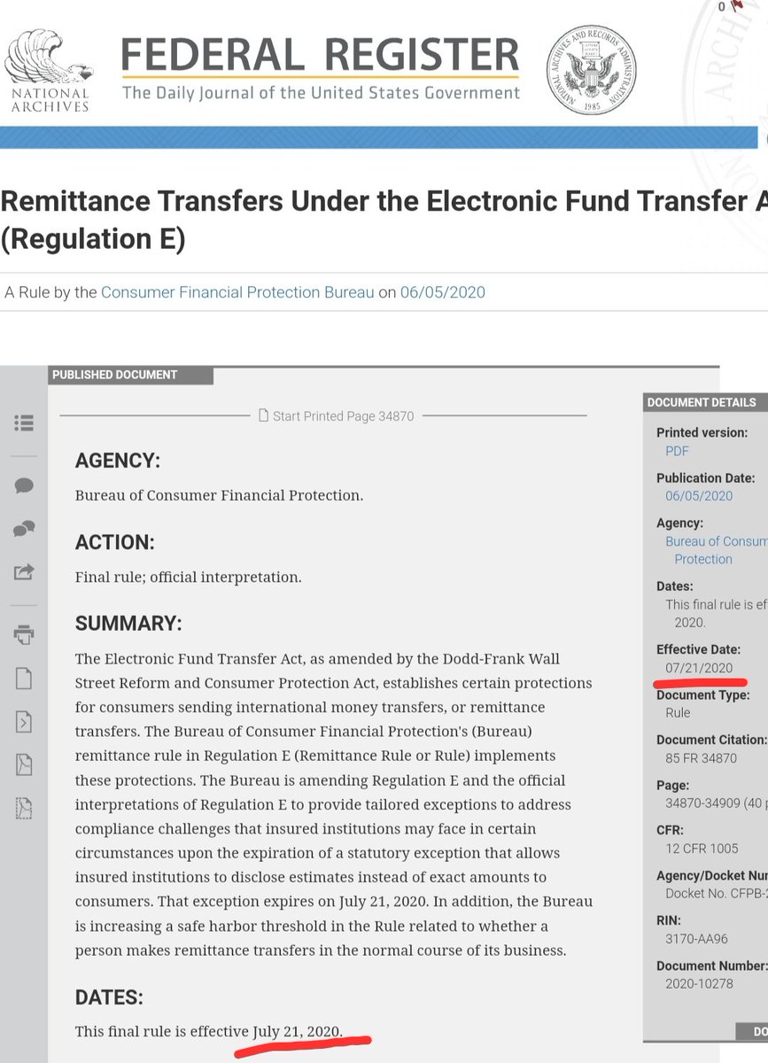 ObviousRise's tweet photo. As I told you, 21th is a key date.

Tomorrow, in addition to the appointment of Judy Shelton, there is the effective implementation of The Electronic Fund Transfer Act.

As you can see, the Federal Register had taken Ripple's XRP as an example in terms of cross-border payments. https://t.co/iRAee4w5Ef
