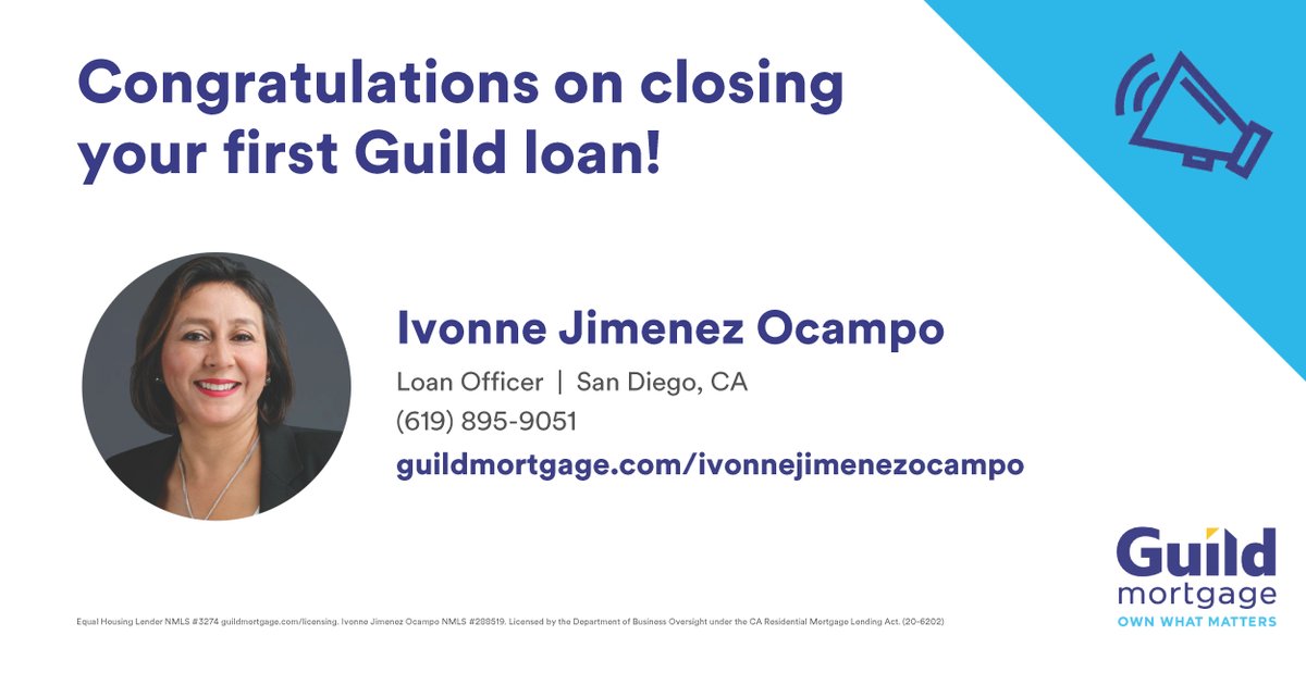 GuildCAHI's tweet photo. Congratulations Ivonne for closing your first loan with Guild!! ๐
#GuildCAHI #GuildConnect2020 #GuildMortgage https://t.co/9MKuKMNkMN