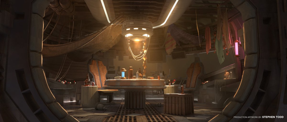 ILMImmersive's tweet photo. Take a seat. Get the first story details of #StarWarsTales from the Galaxy's Edge on July 28. Concept artwork by Stephen Todd. https://t.co/BzNn05CSh4