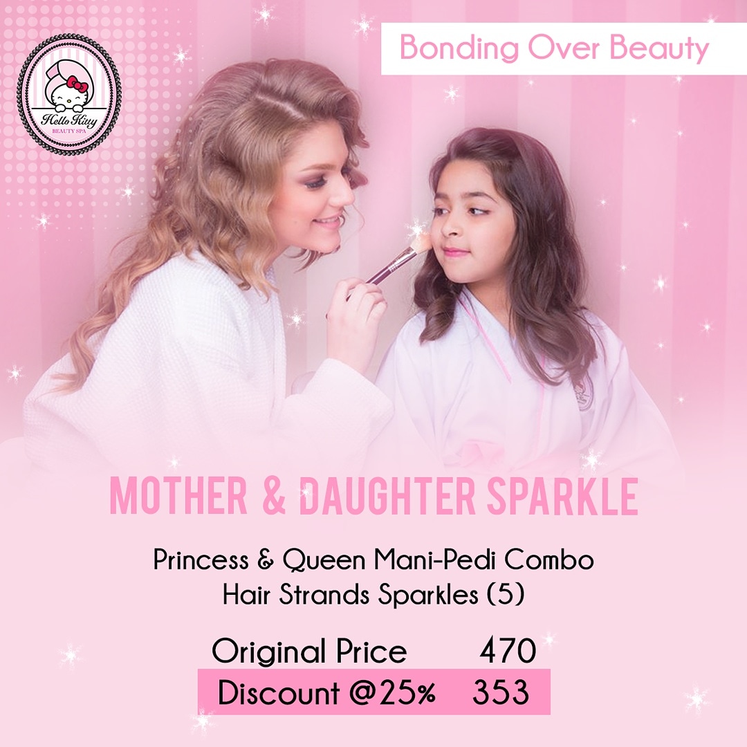 HelloKittySpa's tweet image. Bond over beauty with our sparkling PRINCESS &amp;amp; QUEEN offer. Get a special 25% discount on your booking before Eid.

#HelloKittySpa #HelloKittyBeautySpa #HelloKittyBeautySpaDubai #Bubblelish #MySalonIsSafe