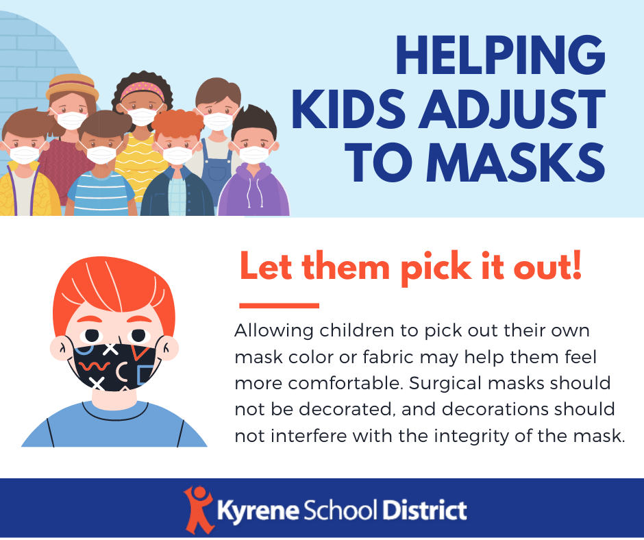 KyreneSchools's tweet photo. As families begin back-to-school routines, we encourage our in-person families to help their students become comfortable with wearing a mask. Each day this week we'll share helpful tips to ensure a smooth transition #BacktoKyrene. https://t.co/aZAqetwZAO