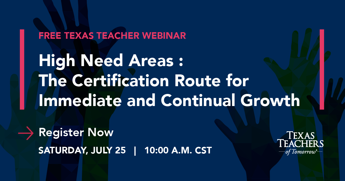 High-need teachers… find jobs easier, stay employed, have higher salaries, fill teacher shortages, make a difference. What are you waiting for? Become a high-need subject area teacher today!
Attend our FREE webinar to learn more 👉 bit.ly/2CxwxL1