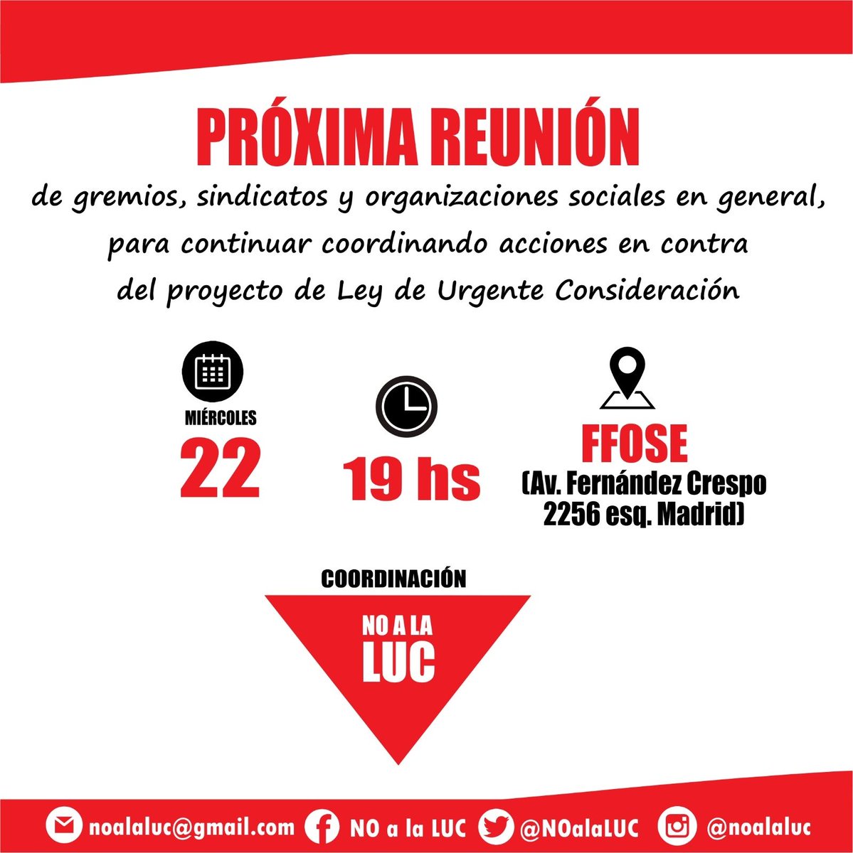 ¡Nos reunimos el próximo miércoles!
Coordinación #NoaLaLUC 🔻