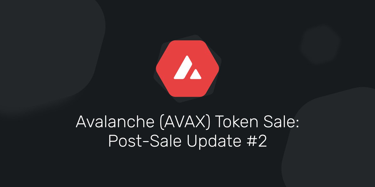 avax's tweet image. We&apos;ve completed the auditing and processing of all crypto-payments for the public sale. We&apos;ve notified everyone that is receiving a refund with support@avax.network. You can confirm your order on buy.avax.network. Lastly, we will post a high-level recap on July 22.