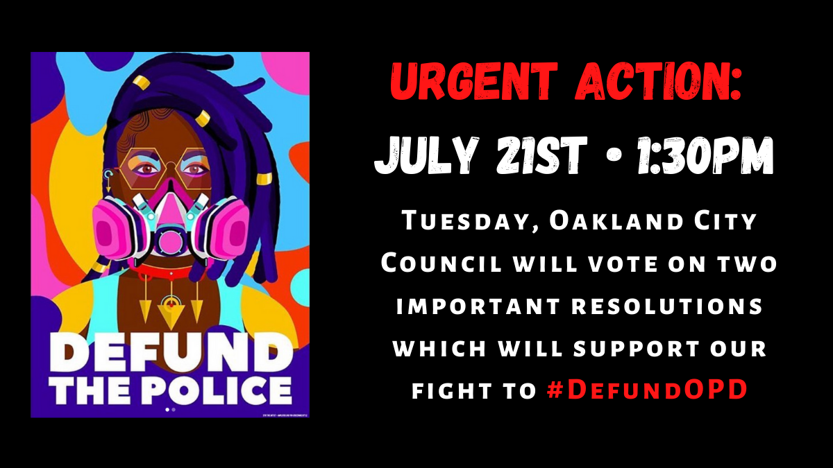 APTPaction's tweet photo. #DefundOPD The struggle continues! Join us at Tuesday's Oakland City Council meeting at 1:30pm. https://t.co/5nUOd86lHm