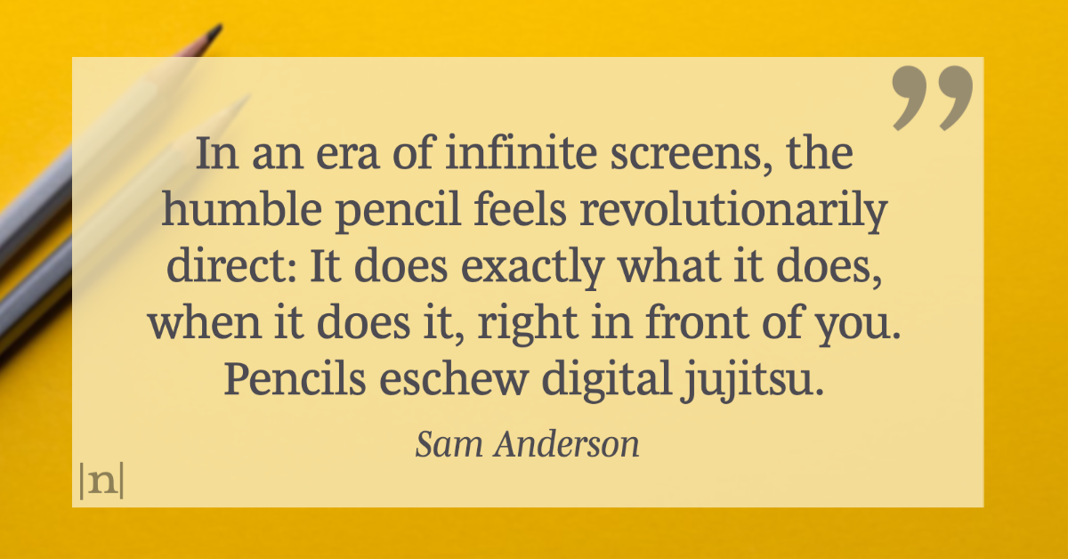 |n|otabilia 823  ⁂ from “Inside one of America’s Last Pencil Factories” ⁂ Sam Anderson || Words words words every day in *Notabilia*, a daily(ish) newsletter → ktxc.to/nbts

⁣⁣⁣#notabilia #quotes #newsletter #literaryquotes #commonplacebook #SamAnderson #pencils