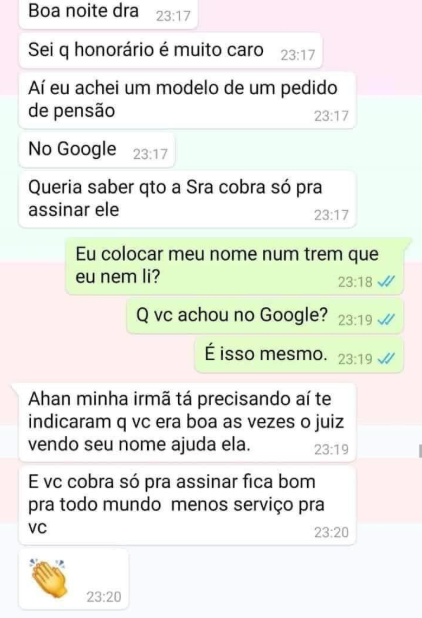 iuris_man's tweet photo. se vc nunca teve um diálogo desses com cliente, tá advogando errado, saiba disso https://t.co/SxehhTGhd7