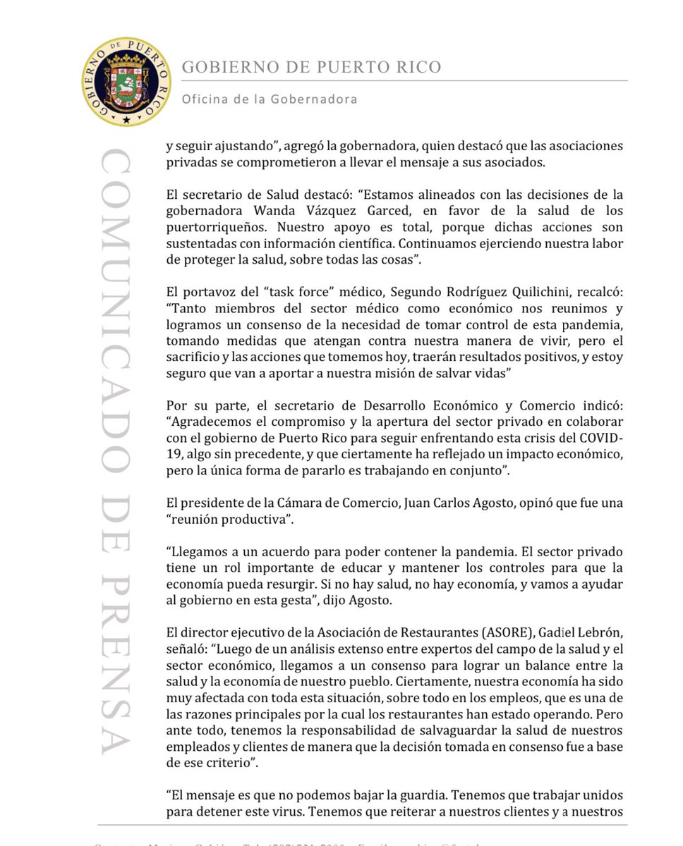 lafortalezadepr's tweet photo. [AHORA] Gobernadora @wandavazquezg toma medidas más restrictivas al cerrar negocios y prohibir la venta de bebidas alcohólicas este domingo en acuerdo con la industria https://t.co/9pZ5OHOXXb