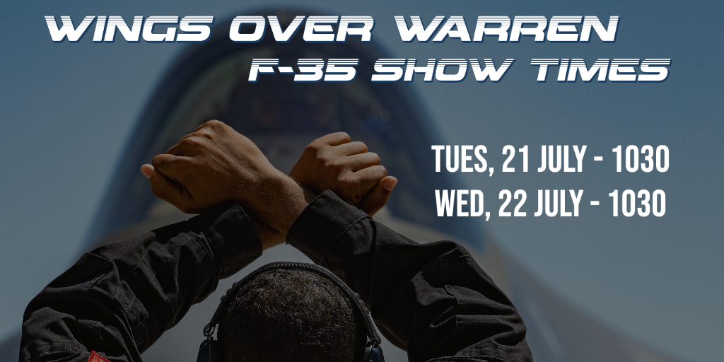 F35demoteam's tweet photo. Are you ready #Cheyenne??
Here's our show times for the #WingsoverWarren "Drive-In" #airshow this week!
Performing alongside the @F22DemoTeam and the @A10DemoTeam??
This is going to be epic ⚡️⚡️
#F35DemoTeam l @90thMissileWing l #Wyoming https://t.co/MpEg0VkJHD