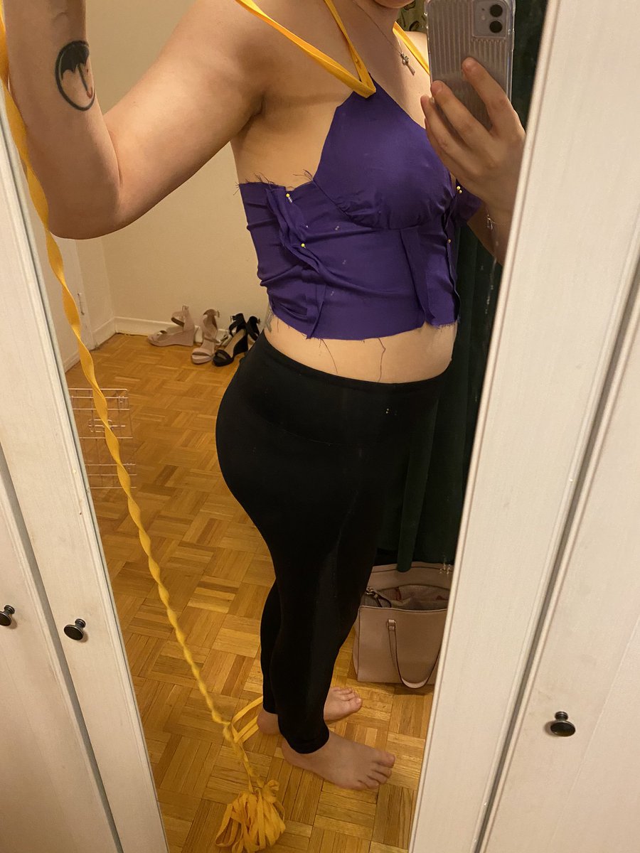 I took a break to grab some dinner, but the first mock up is done. If I only had minor alterations I would just after and start the final. But as you can see I have a lot like my bias tape strap stand in.