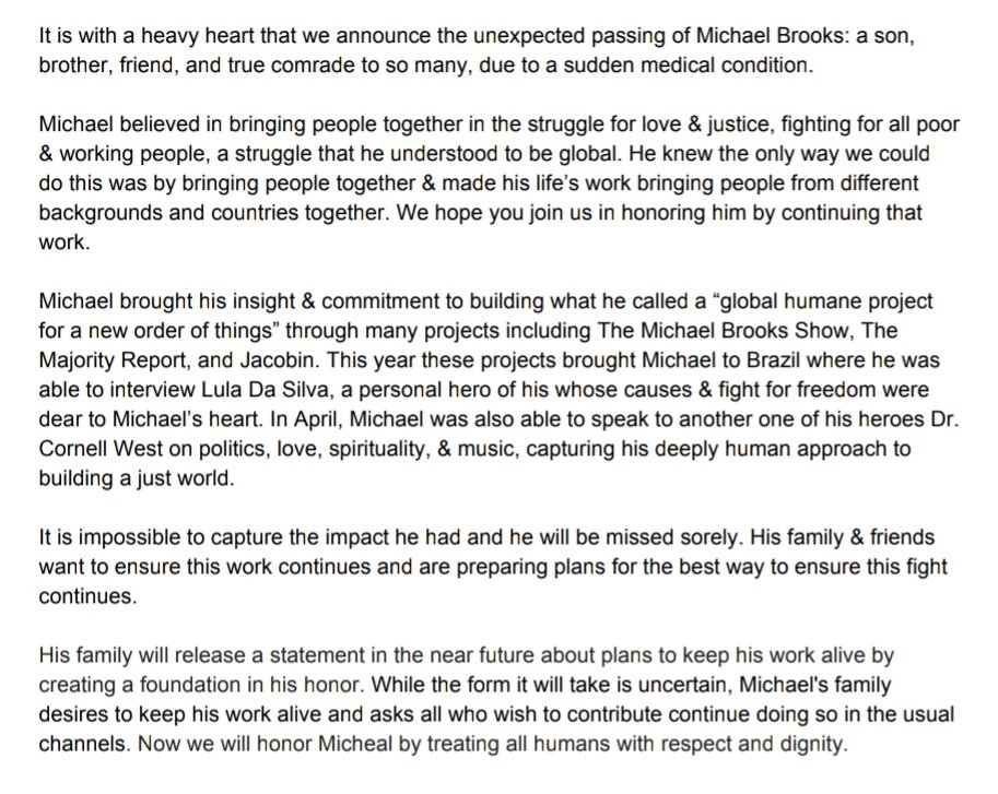 MattLech's tweet photo. Rest in Power, @_michaelbrooks. I miss you already. https://t.co/ZDq9MQeTIc