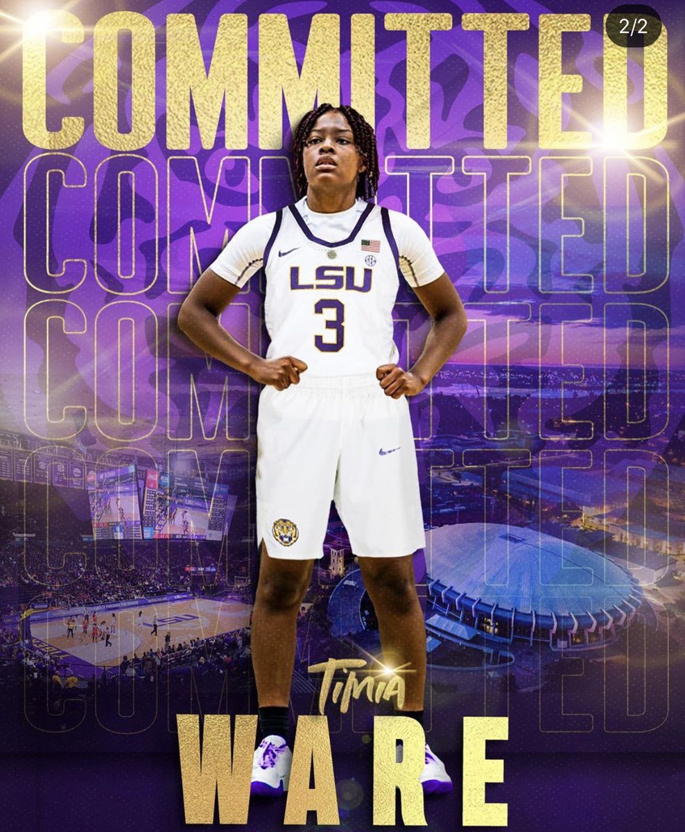 Proud to announce Whitney Young’s very own Timia Ware has committed to LSU this week! Amazing player and even better teammate! We can’t wait to see her excel down at LSU💛💜 #dolphin4L