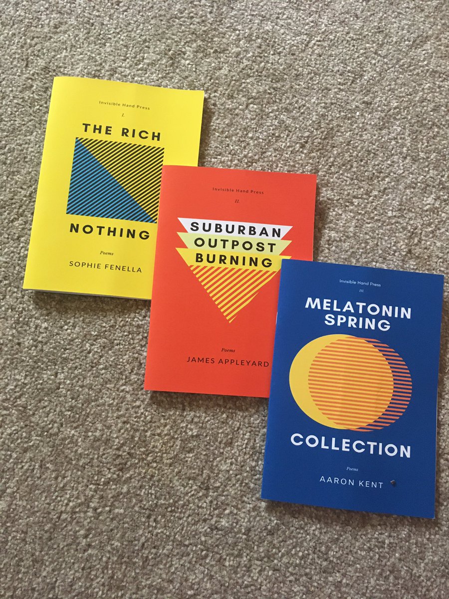 Thank you <a href="/invisiblehand_p/">Invisible Hand Press</a> for my stunningly colourful poetry delivery this morning 💛❤️💙 #bookpost