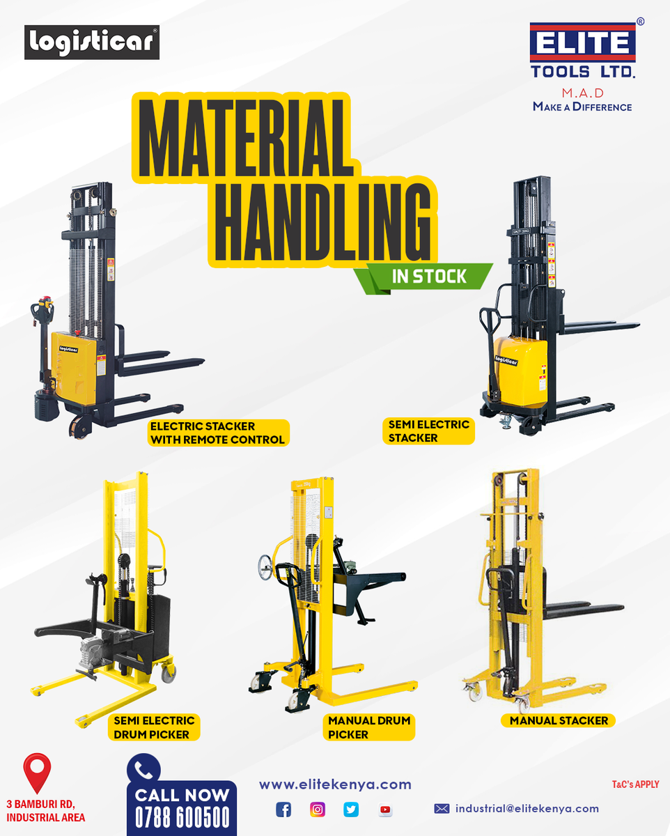 elite_toolsltd's tweet photo. Logisticar - Material Handling. Back in stock.
Visit our showroom at 3 Bamburi Road, Industrial Area
#EliteMad #IndustrialEquipment #availablenow https://t.co/bSJEkNWHZA
