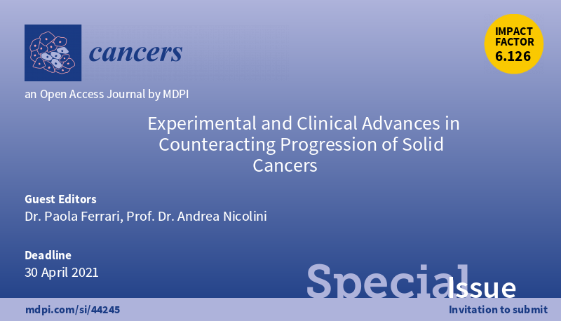CS9VLzp6LyZeSdv's tweet photo. The Special Issue "#Experimental and #Clinical #Advances in #Counteracting #Progression of #Solid #Cancers" lead by Dr.  Andrea Nicolini and Dr. Paola Ferrari is open for submission https://t.co/xWD7IM4ilk

  Welcome to share your research fruits here or https://t.co/5OJk3XXM9Y https://t.co/ZEEve9UPkX