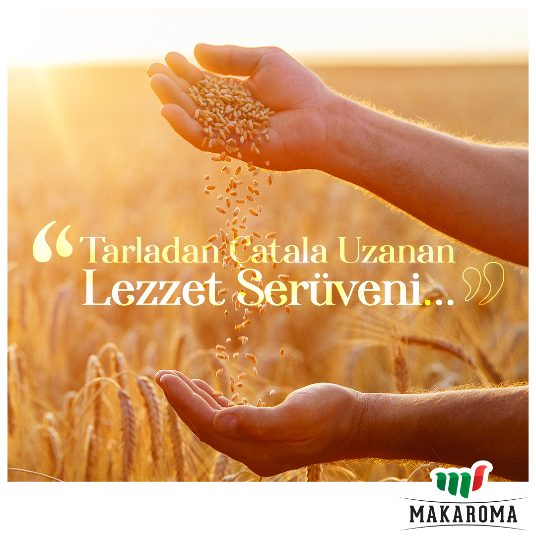 Kaliteli durum buğdaylarından özenle üretilen Makaroma lezzetleri, tarladan çatala uzanan bu kıymetli ve bereketli serüvenin altın sarısı simgesi! #Makaroma #YeniModaMakarna #Makarna #Buğday #DurumBuğdayı #Çatal #Yemek #Lezzet #Kalite