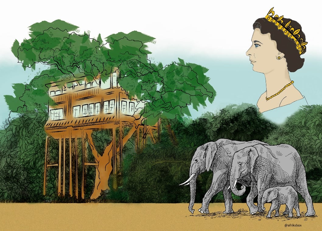 AfriksBox's tweet image. Coffret @AfriksBox retracez le règne le plus emblématique d'Europe qui commence au Kenya de la Reine Elizabeth II. Illustration @AfriksBox 
#illustrationartists #ElizabethII #Kenya