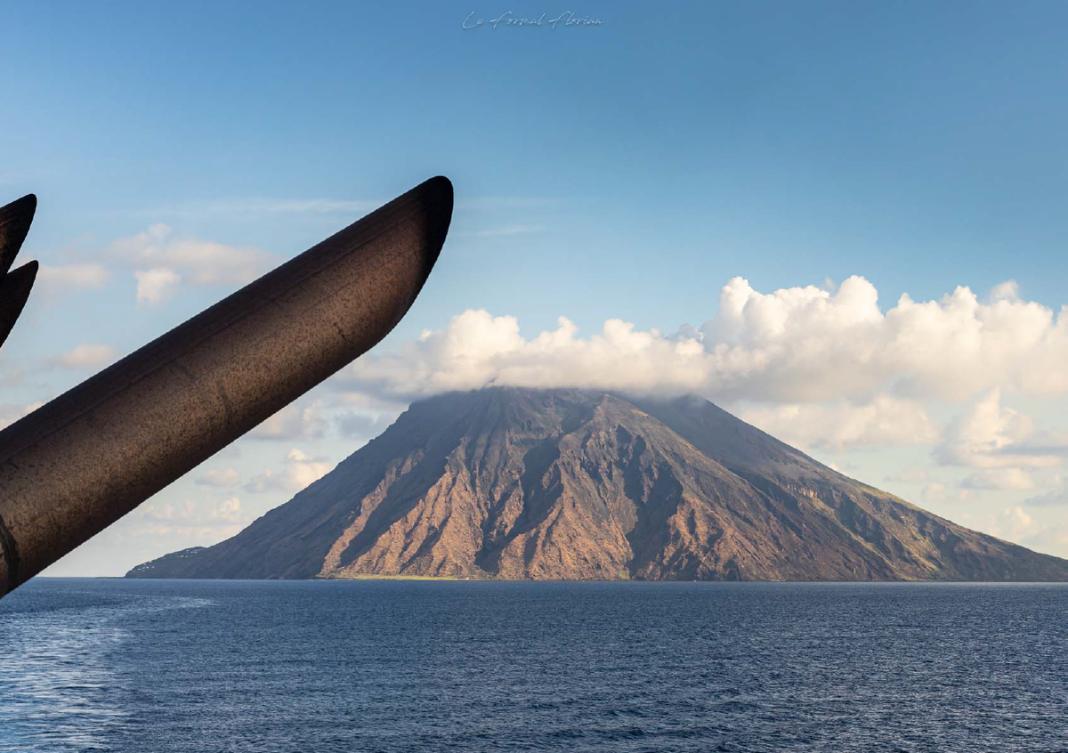 OrangeMarine_'s tweet photo. While #PierredeFermat cable ship usually operates in the Atlantic Ocean, it's currently in the Mediterranean sea working on an Oil &amp; Gas project.

#Stromboli island 📸⤵️ https://t.co/FPTmgDrTDP
