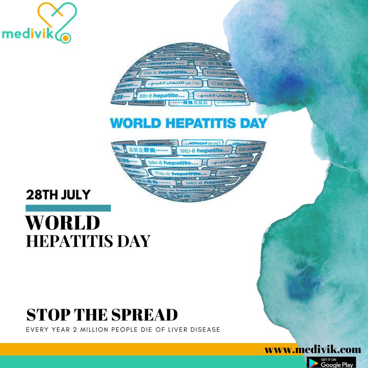 MedivikPharmacy's tweet photo. India is among the top 11 countries to carry the global burden of hepatitis. So this year will aim at the “Hepatitis free Future” for all. 
One can easily avoid Hepatitis by staying a little bit cautious and following healthy practices. 
#medivikcare
#hepatitisfreefuture https://t.co/iZOMOf3stT