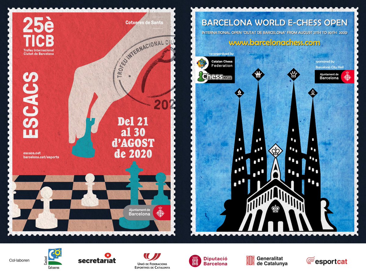 ArturTallada's tweet photo. Un gran torneig per al debut d'un gran jugador!! #grumet #7anys #escacs #chess @escacsamposta
Per cert, cartell molt bonic!!
#Barcelona World E-Chess Open; del 21 al 30 d'agost de 2020 i subseus.
Bases:
➡️ https://t.co/qYb1pH2nuP
Annex ➡️ https://t.co/M8qUhaDRFw https://t.co/h2eIs3c7yV