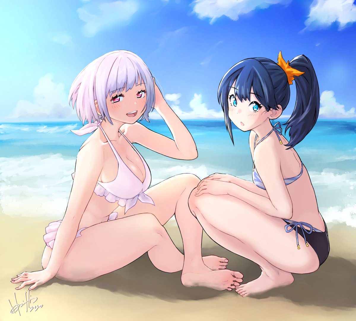 新条アカネ ,宝多六花 「#SSSS_GRIDMAN 
Special
Swimwear to
Save 」|ほりシンのイラスト