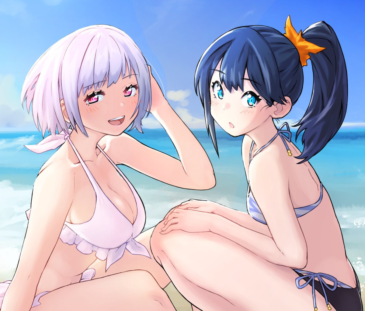 新条アカネ ,宝多六花 「#SSSS_GRIDMAN 
Special
Swimwear to
Save 」|ほりシンのイラスト