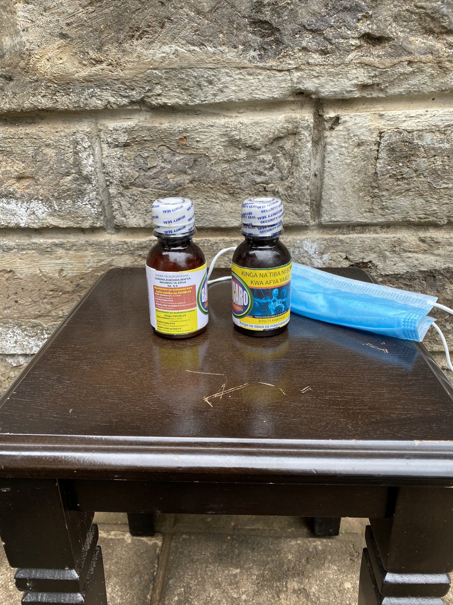 DrAlfredMutua's tweet photo. TANZANIAN COVID CURE? I have received bottles of medicine being used in TZ for Covid treatment. I am giving one to the Machakos Research Labs &amp; sending the other to KEMRI so that they can study the contents &amp; if approved, even try it on patients - we save lives. #CovidTZdawa https://t.co/j31fudG51P
