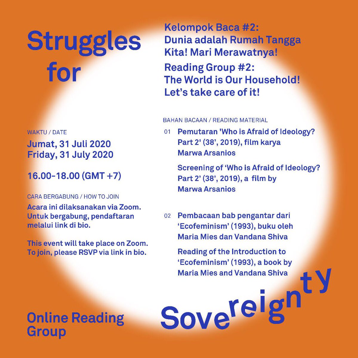 mkusumawijaya's tweet photo. Kamis dan Jumat, 30 dan 31 Juli, jam 16 sore. Ig. Struggles.for.Soveriegnty FB @Struggles for Sovereignty. Salah dua acara yang didukung @RujakRCUS dan @BPRDlingo https://t.co/xRohmUM293