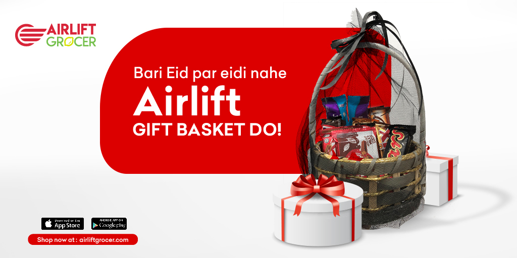 airlift_pk's tweet photo. Airlift Grocer is offering Eid Gift Baskets for your loved ones!

Simply select the your favorite basket from the 'Gift Baskets' category &amp; enter your loved one’s delivery address! We will deliver it for you! 

Shop at https://t.co/bUv6IXZO2e or download the Airlift Grocer app! https://t.co/Ou0NZs4poN
