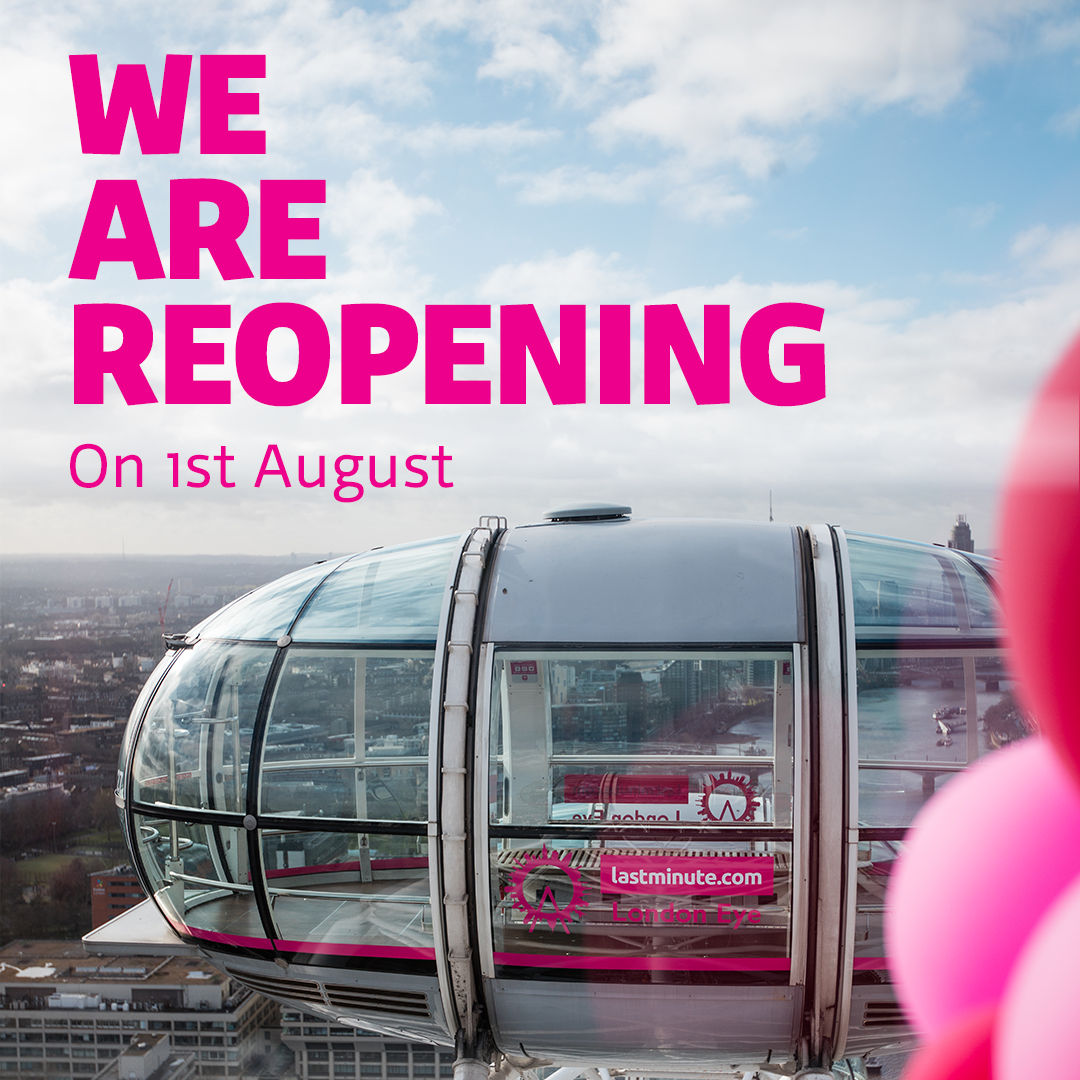 TheLondonEye's tweet image. The countdown has begun! 🎉

We’re delighted to announce that we will reopen on August 1st 🥳 Our website has been updated with more information on tickets and opening times, as well as our latest FAQs on our new safety measures: orlo.uk/London_Eye_Tkw…