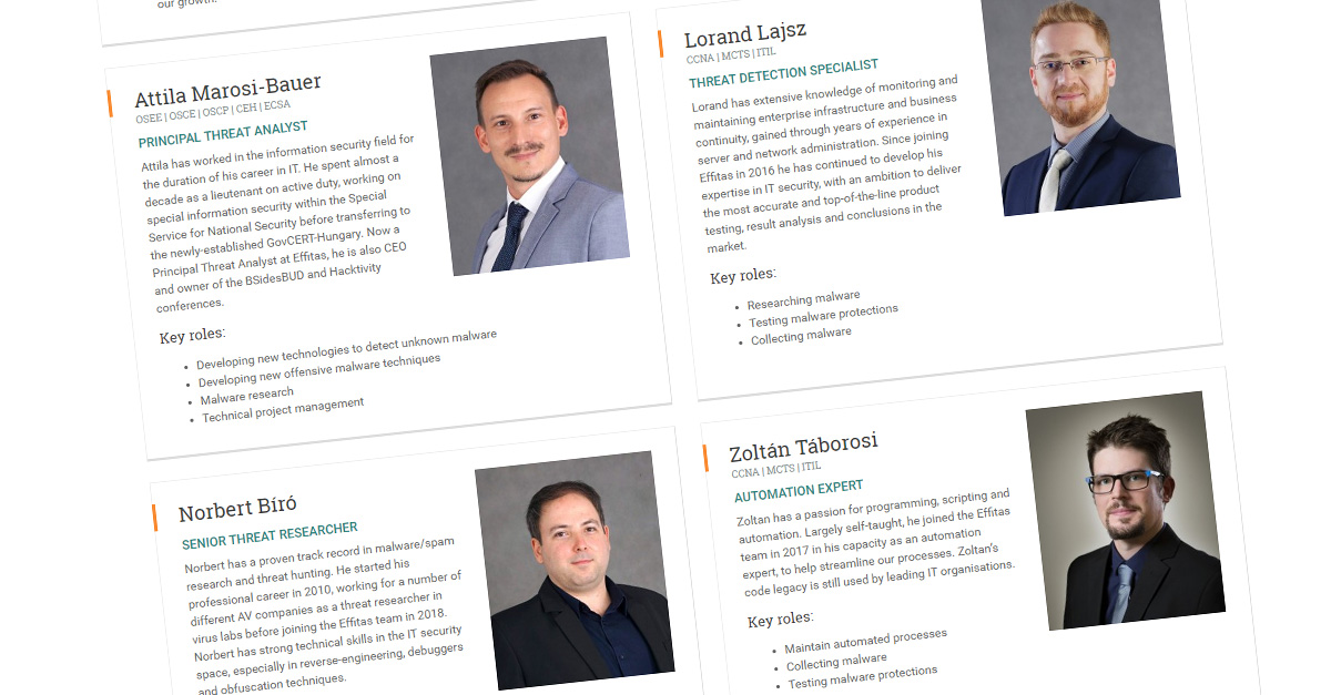 mrgeffitas's tweet photo. We're extremely proud of our team of world-class experts. Get to know a little about them and their specialities...
π https://t.co/s0q98f2Ual
#cybersecurity #itsecurity #antimalware #antimalwaretesting https://t.co/eMLYAHkRjj